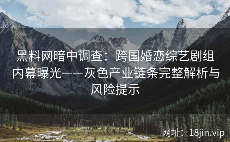 黑料网暗中调查：跨国婚恋综艺剧组内幕曝光——灰色产业链条完整解析与风险提示