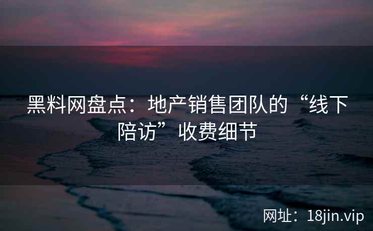 黑料网盘点：地产销售团队的“线下陪访”收费细节