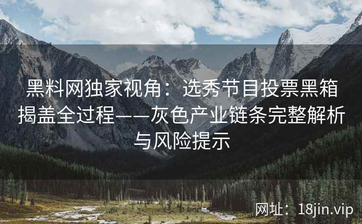 黑料网独家视角：选秀节目投票黑箱揭盖全过程——灰色产业链条完整解析与风险提示