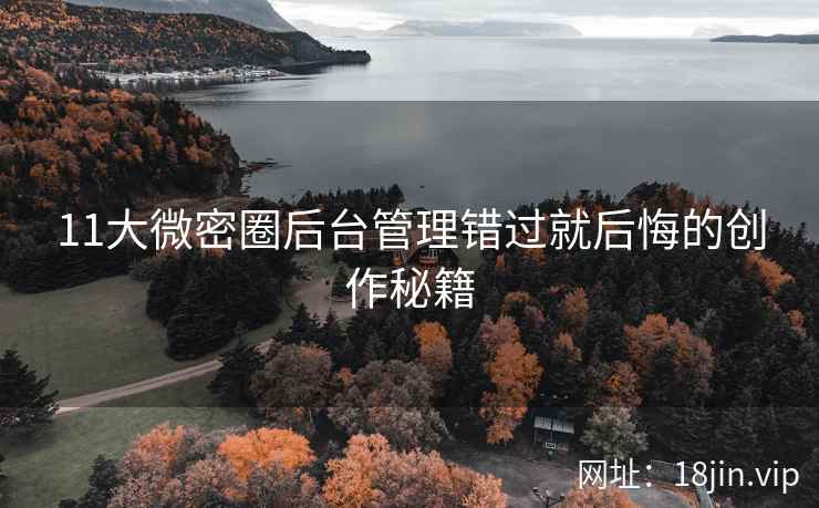 11大微密圈后台管理错过就后悔的创作秘籍
