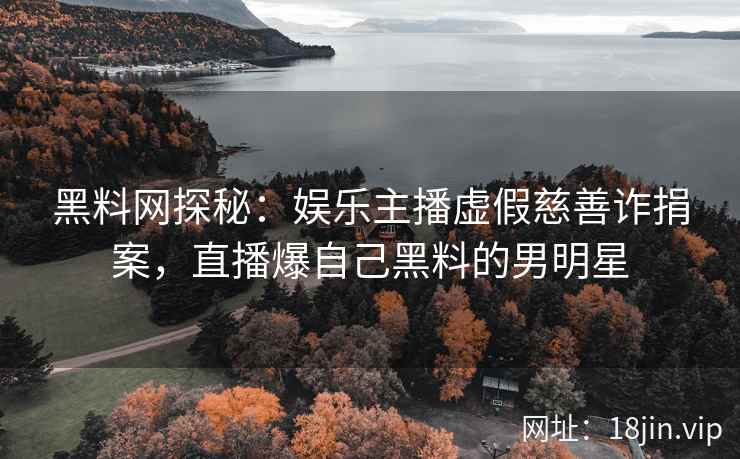 黑料网探秘：娱乐主播虚假慈善诈捐案，直播爆自己黑料的男明星