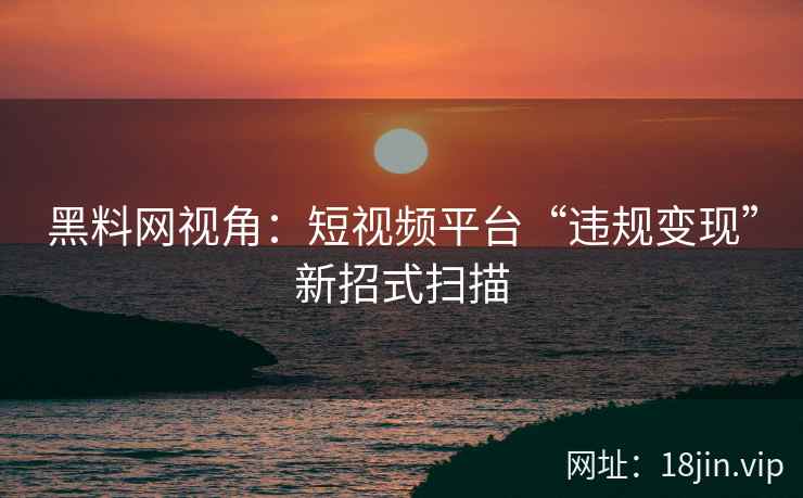 黑料网视角：短视频平台“违规变现”新招式扫描  第2张