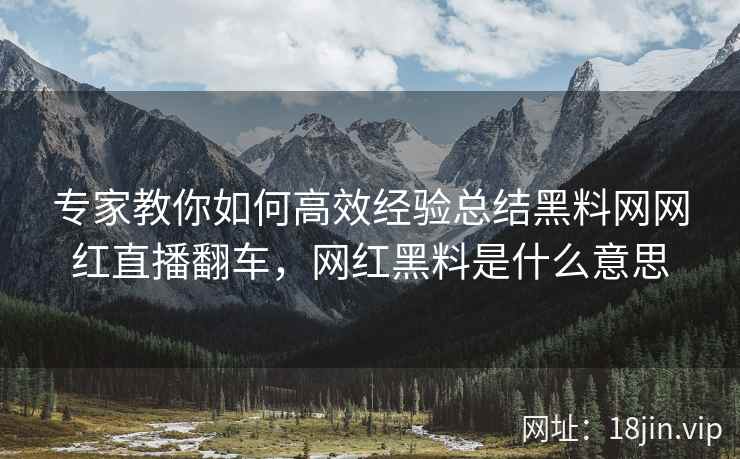 专家教你如何高效经验总结黑料网网红直播翻车，网红黑料是什么意思  第1张
